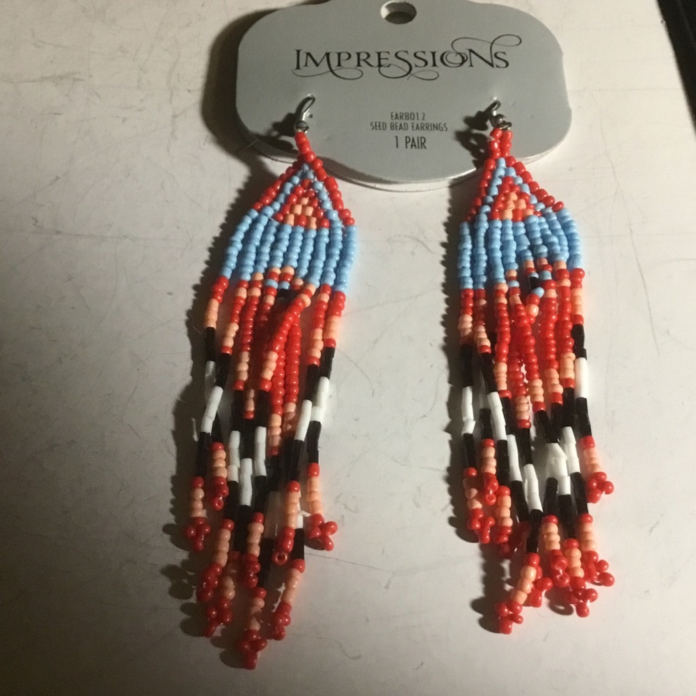 SEED BEAD DANGLE EARRINGS - Picture 1 of 1
